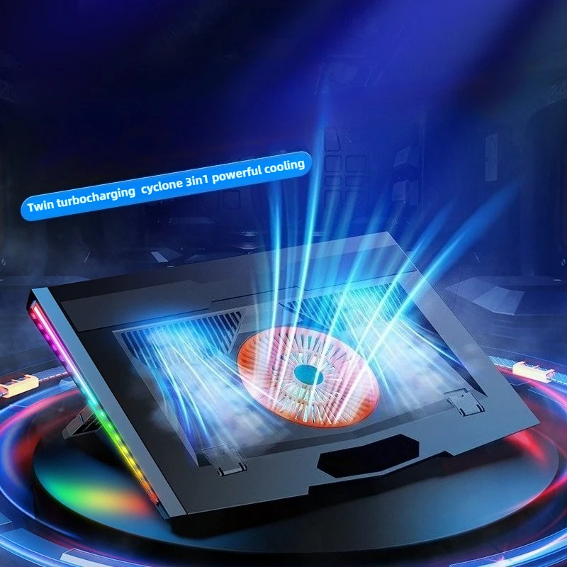 

Радиатор для ноутбука, источник питания USB, RGB световой эффект, регулируемая скорость, рассеивание тепла, внутренняя пылезащитная подставка, подставка для ноутбука