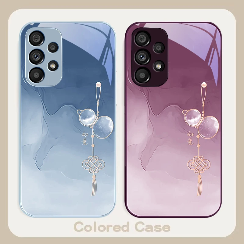 Lucky Blue Gourd Element для Samsung S22 S8 S9 10 20 Ultra S21 Pro S22 Plus S23 FE S24 Ultra S25 Edge S25 Ultra Glass Чехол для телефона