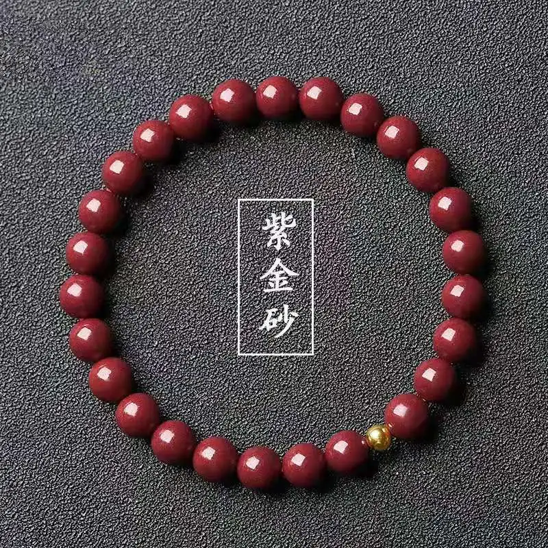 

Natural raw ore, purple gold sand, gold beads, hand string, ethnic style, cinnabar single loop