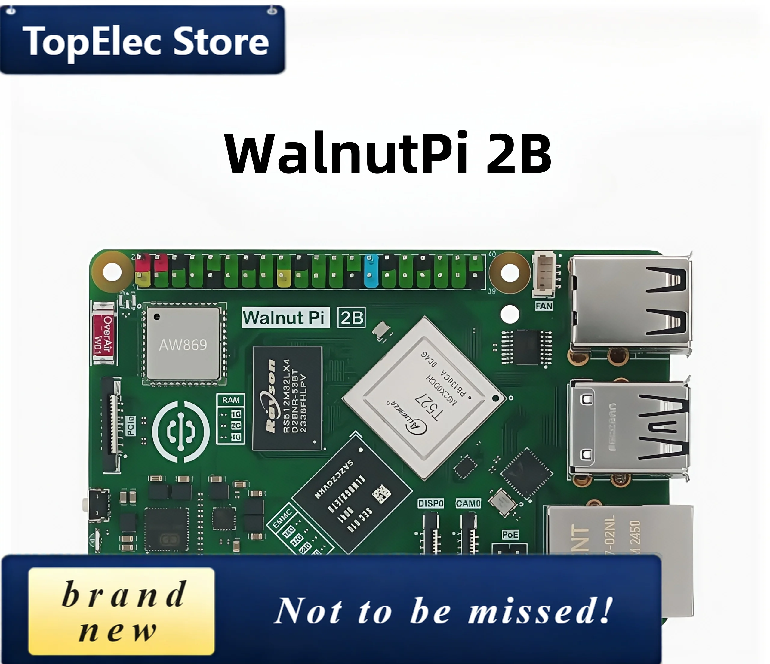 TopElec WalnutPi 2B 1GB/2GB/4GB Allwinner T527 Octa-core Linux Development Board 2TOPS Raspberry Pi