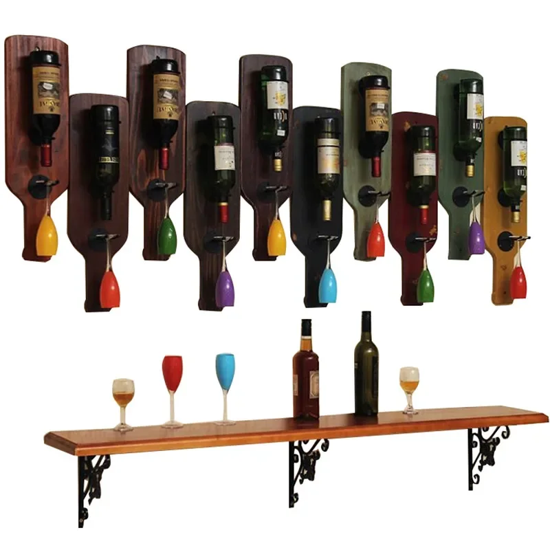 

Retro solid wood log wall hanging ornament creative wine glass holder goblet holder