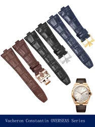 Genuine Leather Watchband For Vacheron Constantin OVERSEAS Series 4500V 5500V P47040 Stainless Steel Buckle Men Watch Strap 25*8