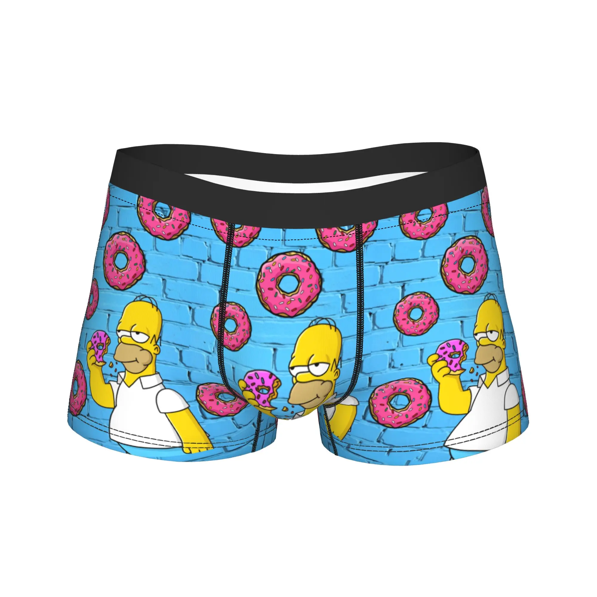 

S-Simpsons Homer Donut Cartoon Boxer Brief Underwear Quality Males Sexy Soft Boxer Shorts Custom DIY Oversize Panties
