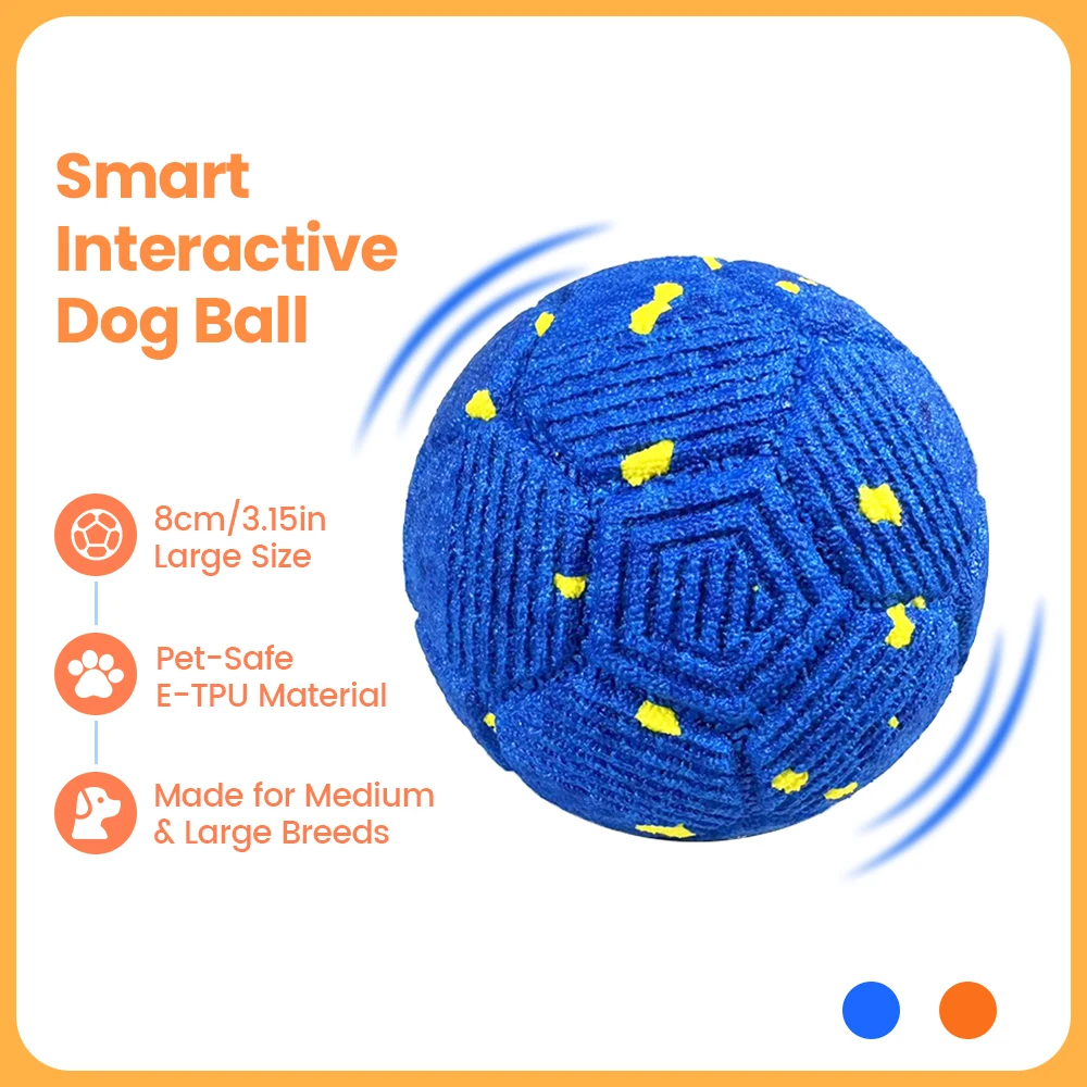 Smart Interactive Dog Ball, Indestructible E-TPU Toy for Aggressive Chewers, Automatic Moving,Waterproof Rechargeable Ball Toys