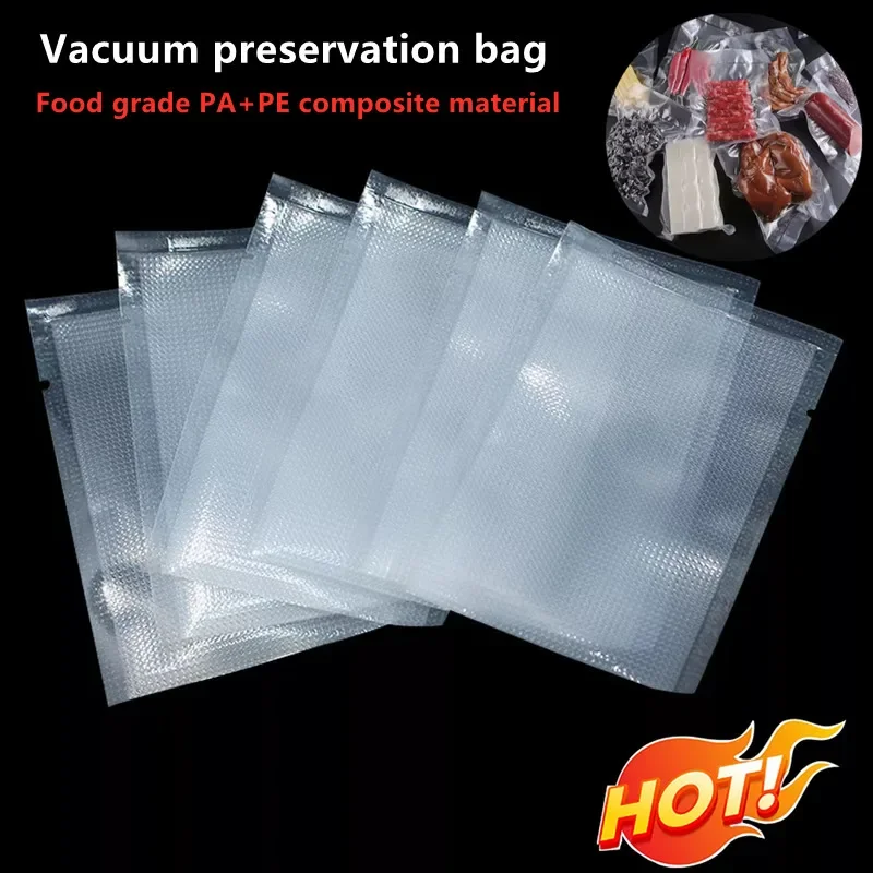 100/50PCS Kitchen Vacuum Sealer Bag Transparent Food Packaging Bag Fresh-keeping Food Vacuum Packaging Bags Kitchen Accessories