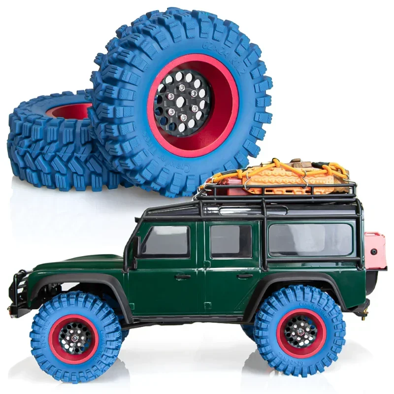 Trail Vehicle Wheel Tire Set, 1.2 Inch Rubber Tires with Aluminum Centers, Four Piece Set for SCX24 FMS 1/18 Scale Daily Use