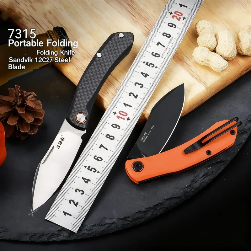 

SANRENMU 7315 Folding Pocket Knife 12C27 Steel Blade G10 Handle Outdoor Camping CutFruit Hunting Portable EDC Rescue Tool Knife
