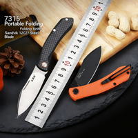 SANRENMU 7315 Folding Pocket Knife 12C27 Steel Blade G10 Handle Outdoor Camping CutFruit Hunting Portable EDC Rescue Tool Knife