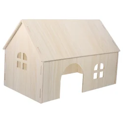 Guinea Pig Log Cabin Mini Rat Cage Hideout Pet Wooden Nest Hamster House Chamber Hamster