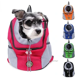 Double Shoulder Pet Dog Carrier Bag Portable Travel Outdoor Cats Front Bag Mesh Backpack for Small Puppy Carring