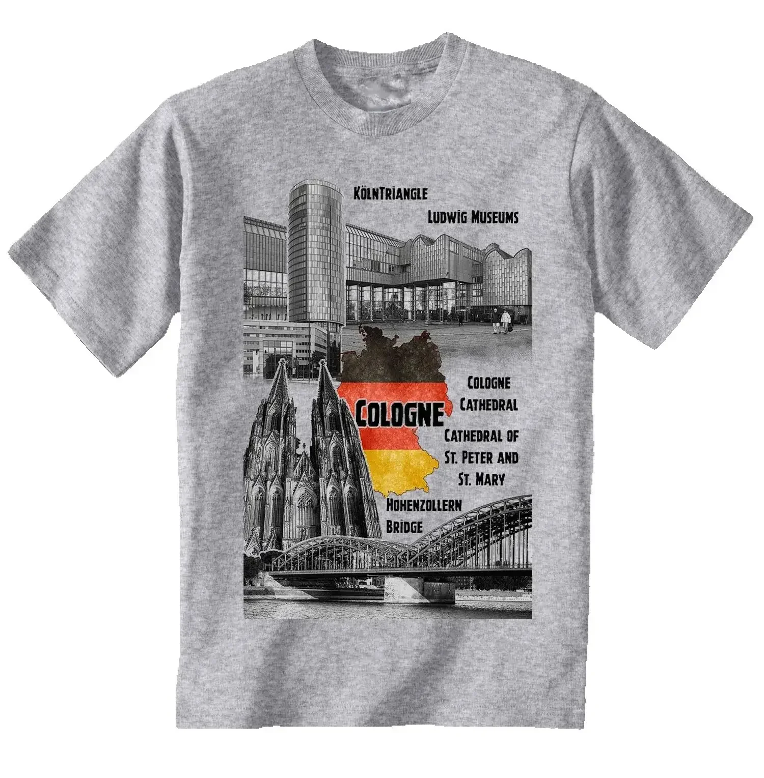 Germany Cologne Tourism Landscape Historical Buildings T-Shirt 100% Cotton O-Neck Short Sleeve Casual Mens T-shirt Size S-3XL
