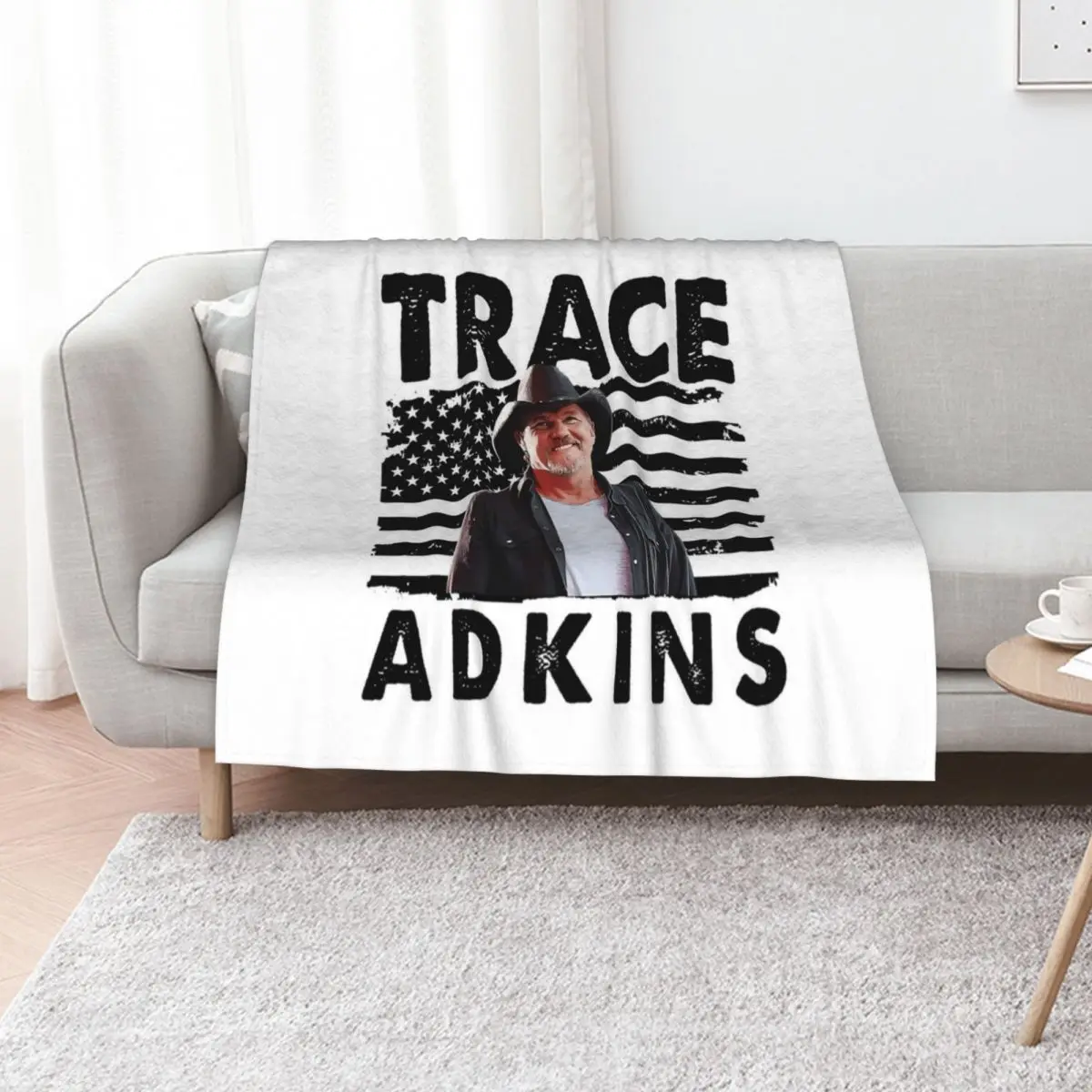 

Retro American Flag Trace Adkins Music Gift Throw Blanket wednesday Beach Travel Flannel Fabric Blankets