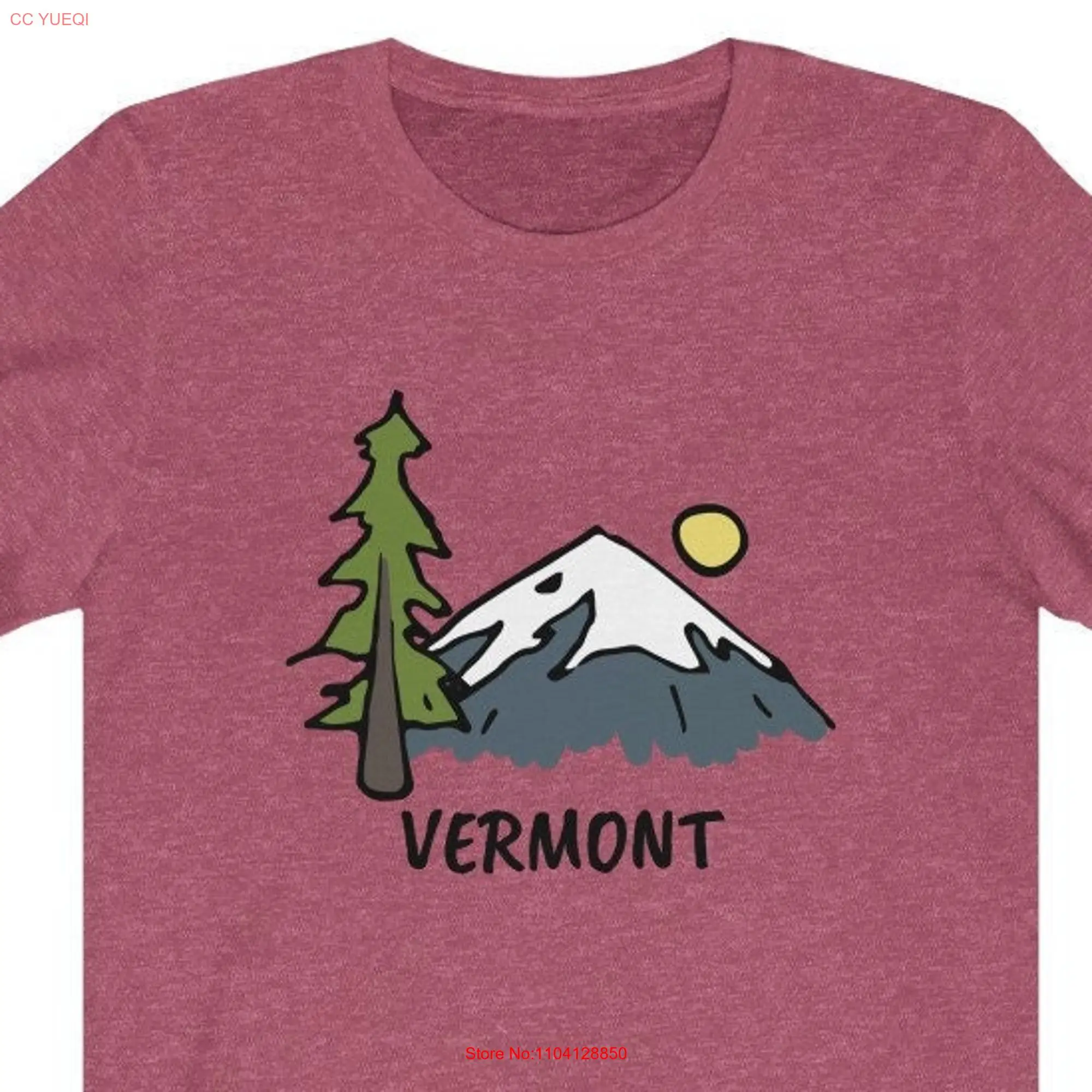 Vermont T Shirt Drawn Mountain  long or short sleeves