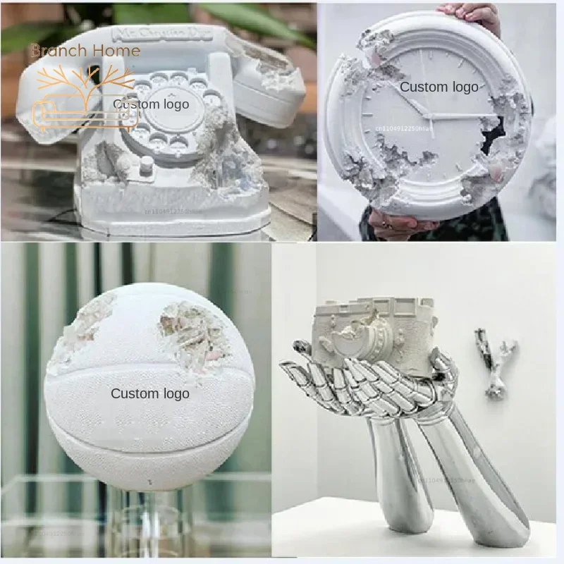 Kongshan Ji Crystal Erosion Sculpture Robotic Arm Handheld Camera Design Trendy Basketball Landline Phone Theme Home Ornament