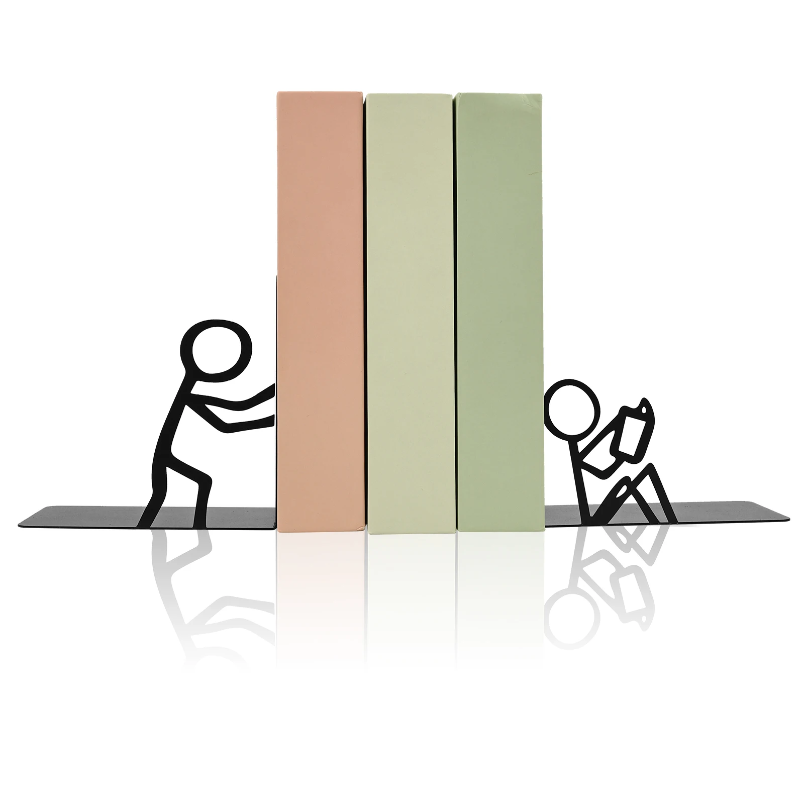 2Pcs Desktop Bookend Metal Decorative Bookshelf Non-slip Document Organizer Books Storage Rack Stable Desk Book Stopper Holder