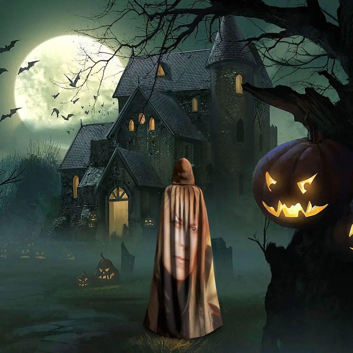 Jareth ملك العفاريت الوقاية في متاهة طويلة مقنعين عباءة الساحرة القرون الوسطى زي تأثيري كيب هالوين مصاص دماء الكبار