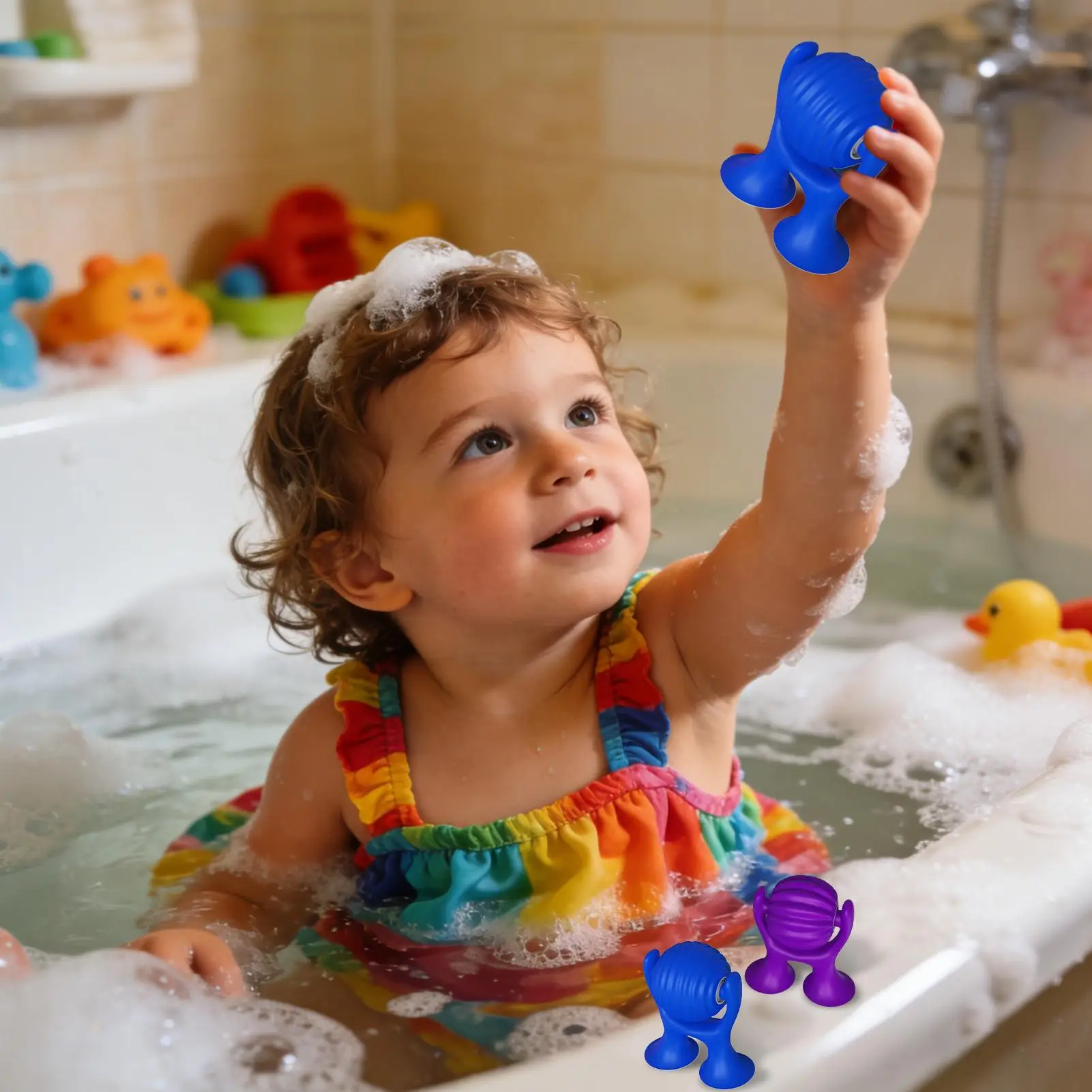 Suction Bath Toys 2 Pieces Rotating Quiet Gadgets Textured Sensory Fidget Toys For Kids Teens Tub Table Home Travel Shower