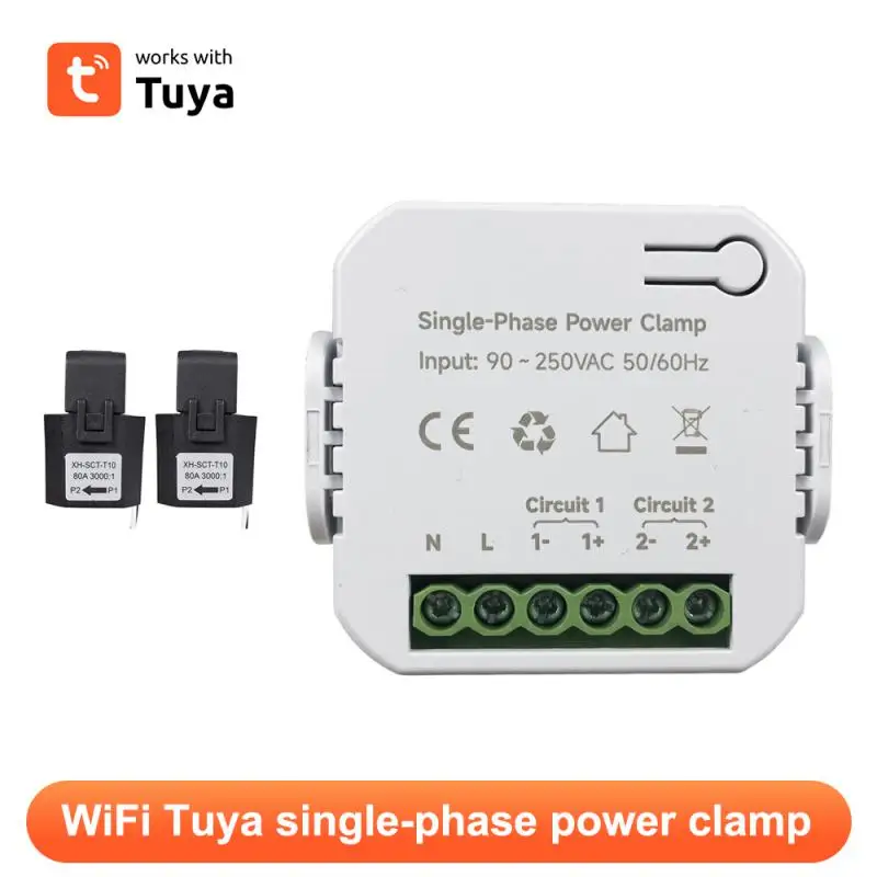 

Tuya Smart Life WiFi Digital Energy Meter 80A with Current Transformer Sensor Clamp App Monitor Power DIY 110V 240V 50/60Hz