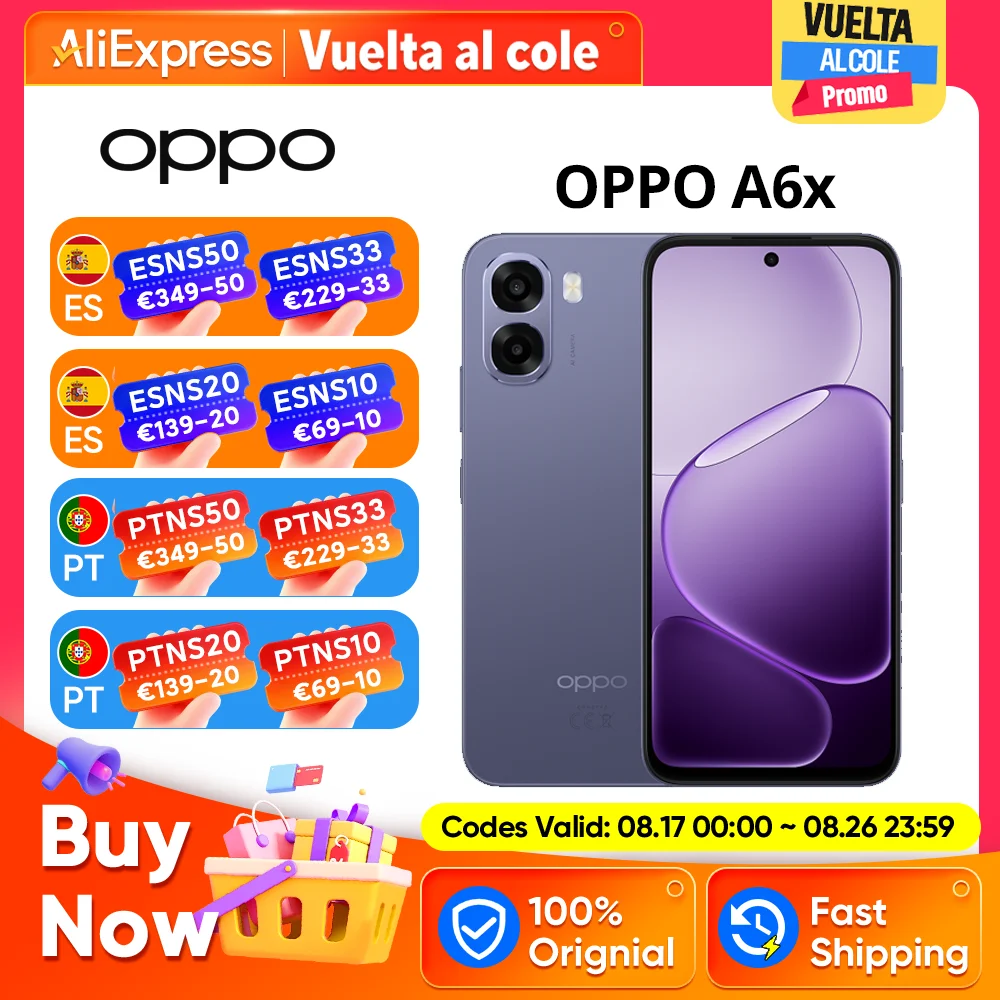 Versión europea del smartphone OPPO A6x 4 GB + 128 GB azul, 6100 mAh, pantalla …