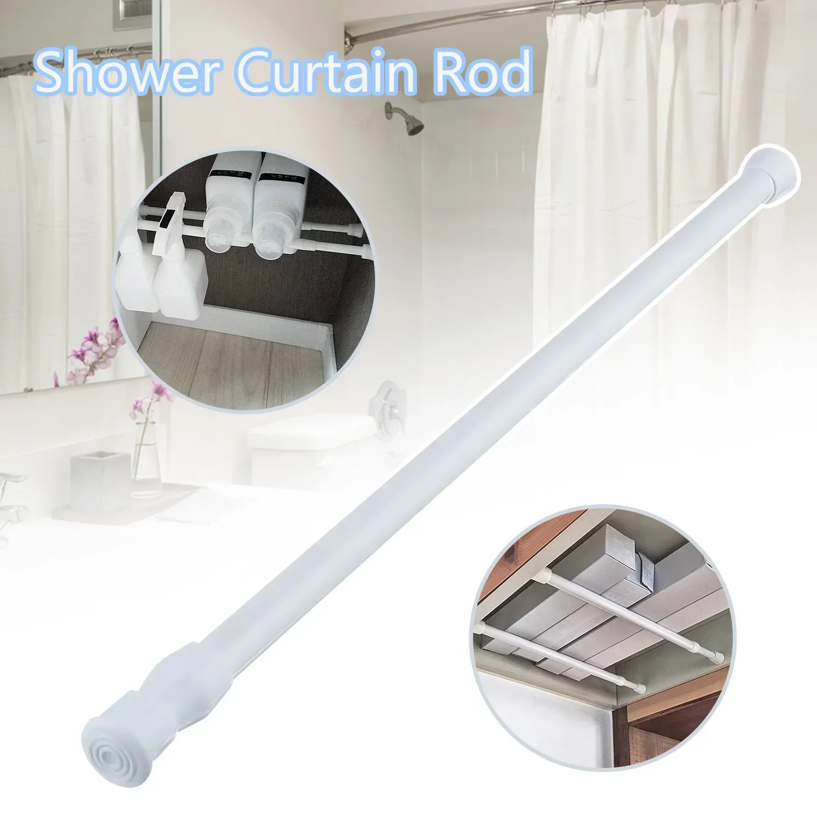 Adjustable Metal Rod,Multi Purpose Extendable Telescopic Poles for Closet Kitchen Bathroom,No Drilling Hanging Rods,1 Pack