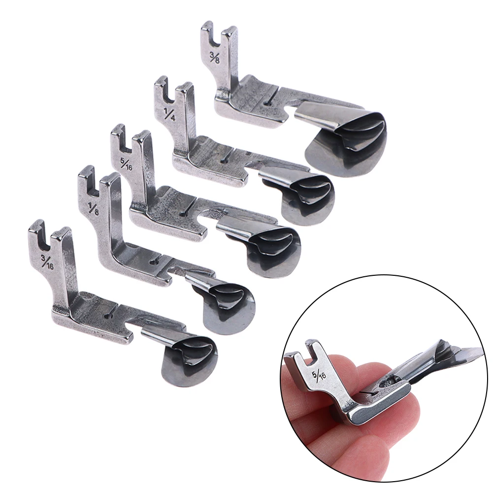 Industrial 1-Needle Lockstitch Curved Hemming Presser Foot For Sewing Machine Silk Chiffon Skirt Arc Hem 1/8 3/16 1/4 5/16 3/8~