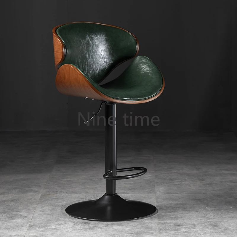 

Luxury Vintage Chair Camping Leather Bar Stool Floor Elegant Chairs High Kitchen Stools Professional Makeup Wooden Furniture