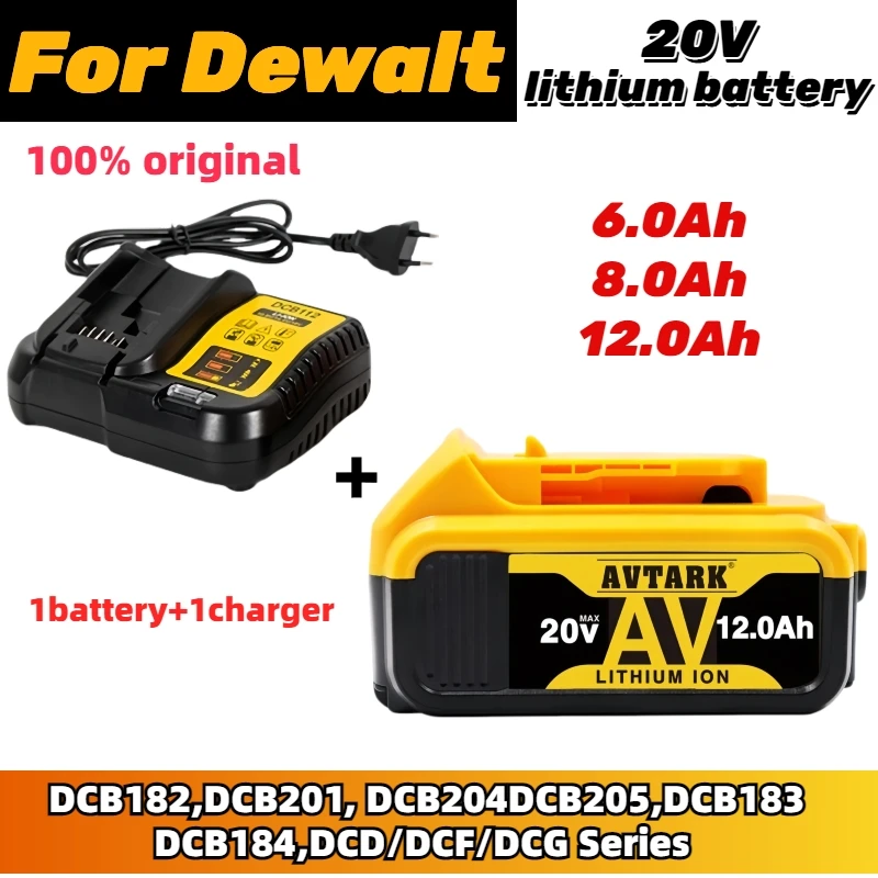 Original for DeWalt 20Volt MAX 12.0Ah DCB200 Replacement Li-ion Battery LED light 4In Portable Spotlight Fishing light Battery