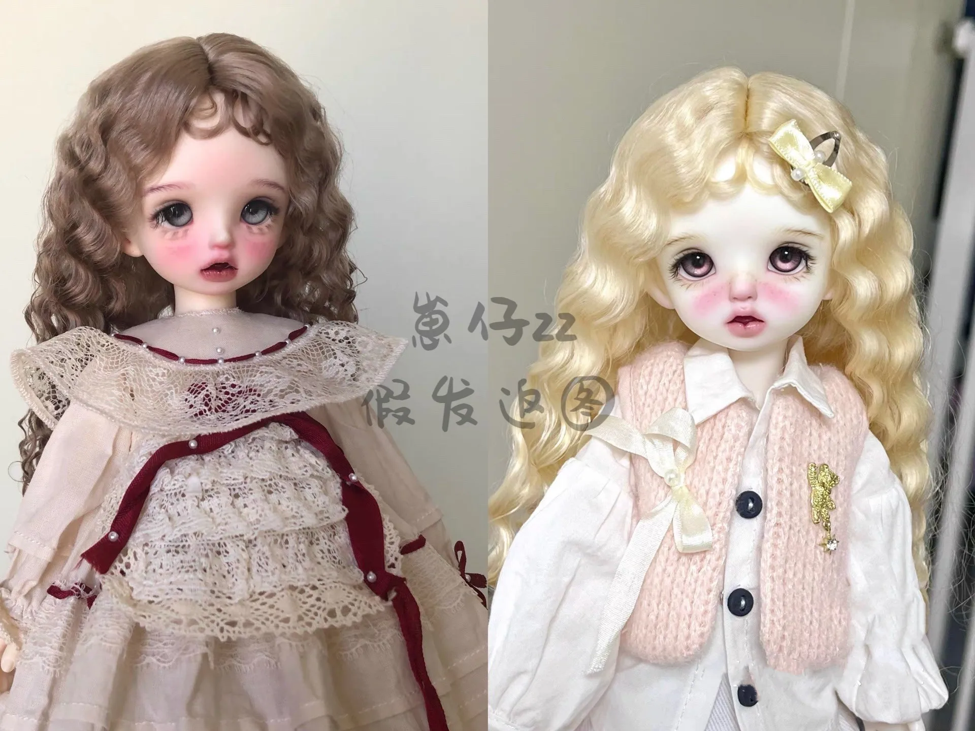 Light Color 1/6 BJD Doll Hair, Small Brown Curly Mohair Fake Wig Free Shipping