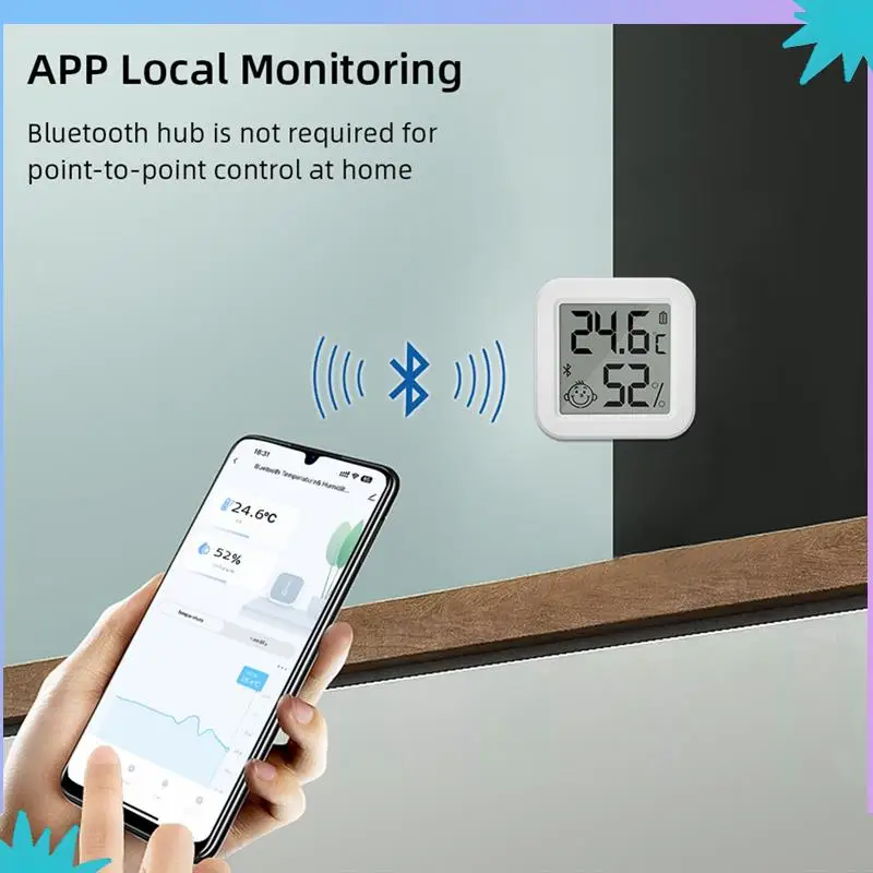 ABZW Aplikasi Sensor Detektor Suhu dan Kelembapan Zigbee Pintar Pemantauan Waktu Nyata Tampilan Layar LCD Berfungsi ABS 1 SET