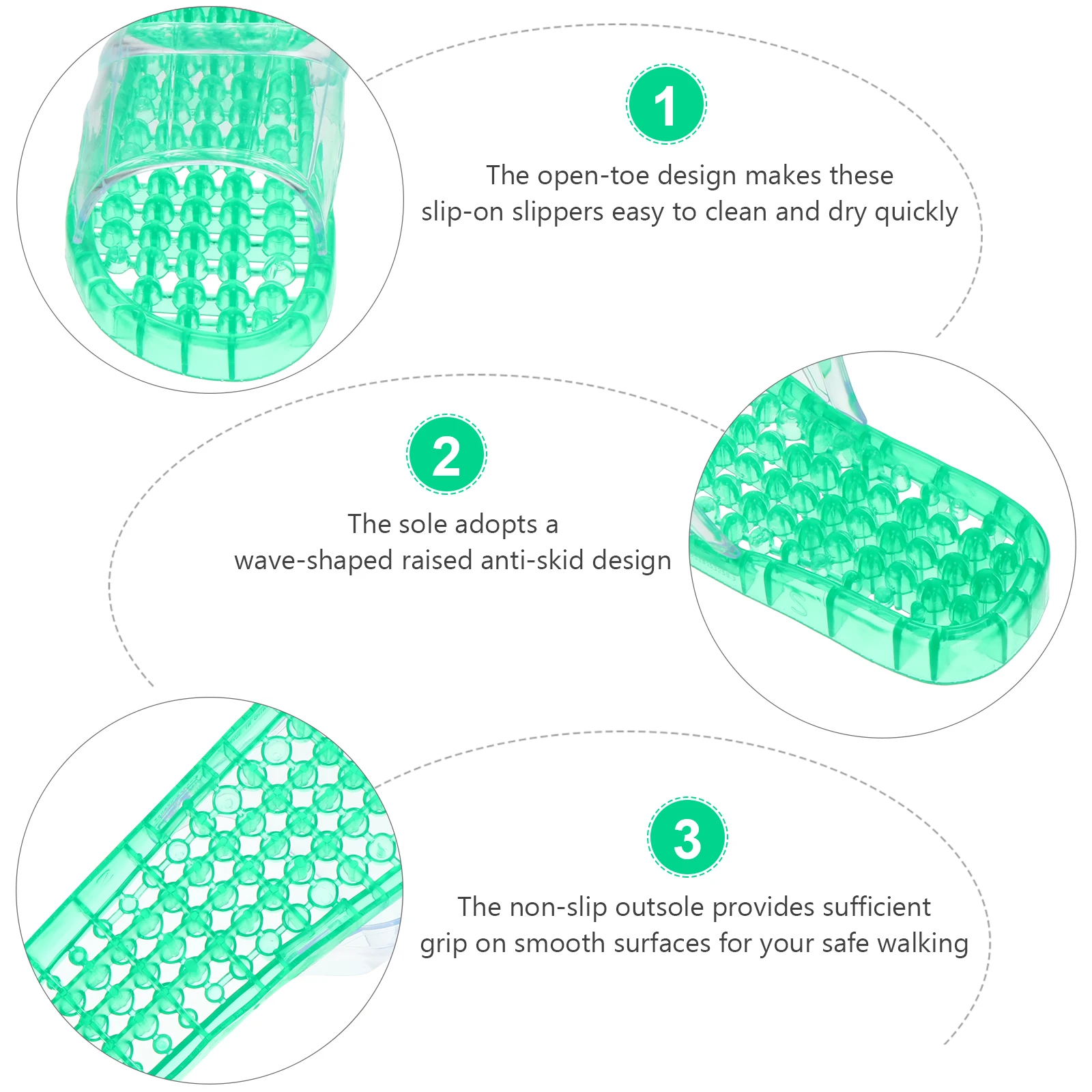 

Green M Massage Bathroom Slippers Size 25cm Lightweight Breathable Skid Resistance Quick Drying Hollowed Out Design Massaging
