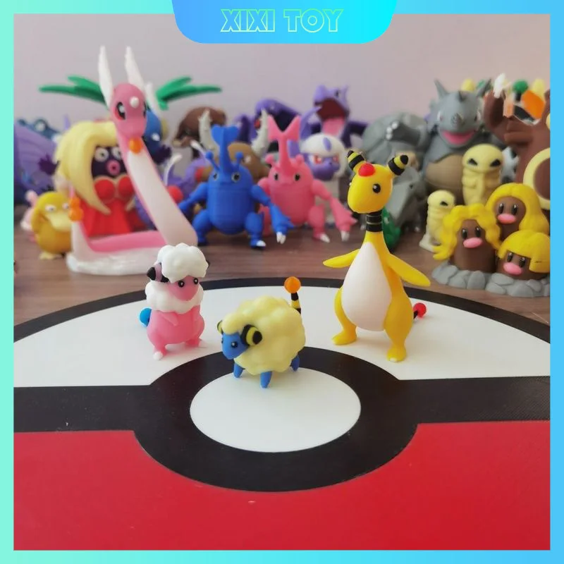 Poke Mon Mareep Flaaffy Ampharos Anime Action Figure 1:20 3d Printing Cute Collectible Cartoon Toy Ornament Model Christmas Gift