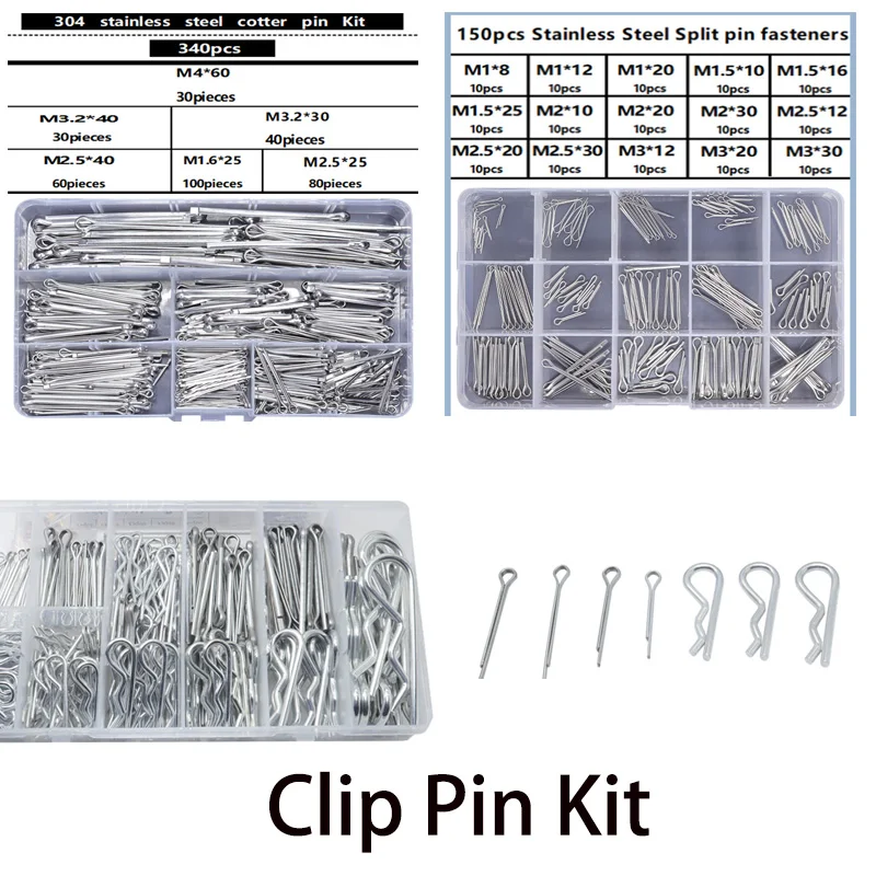 M1 M2 M3 U R Shape Spring Cotter Clip Pins Carbon Stainless Steel Dowel Pin Kit Tractor Hitch Position Fastening Hardware