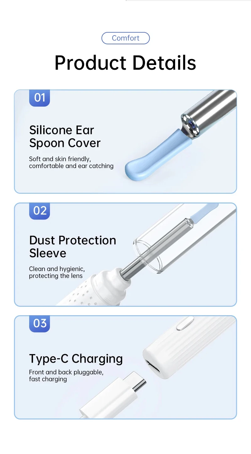 Generation-2, Visual Ear Wax Cleaner Camera Safe Earwax Removal Endoscope Ear Cleaning Tools Ear Care, Black, White Styles, Hot