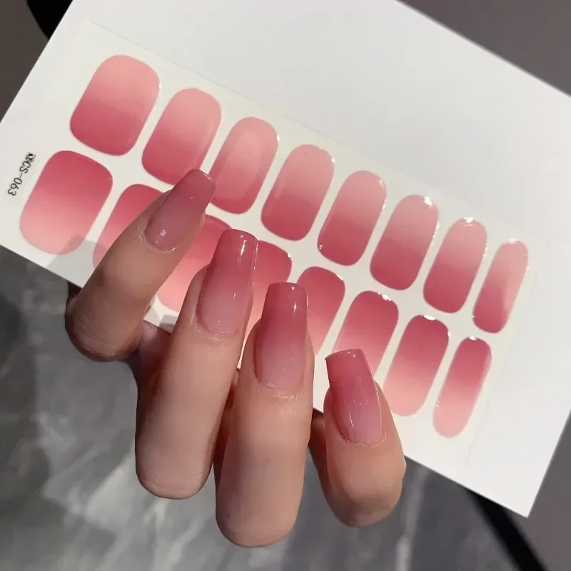 Semi-cured Gel Nail Stickers Gradient Nail Art Stickers Nail Semi-baked Tips Full UV Hand Decoration