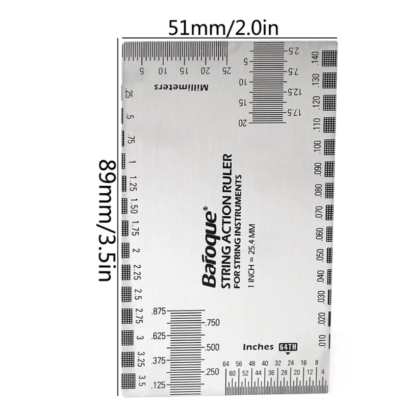 String Action Ruler Stainless Steel Guitar String Measuring Tool Height Gauge