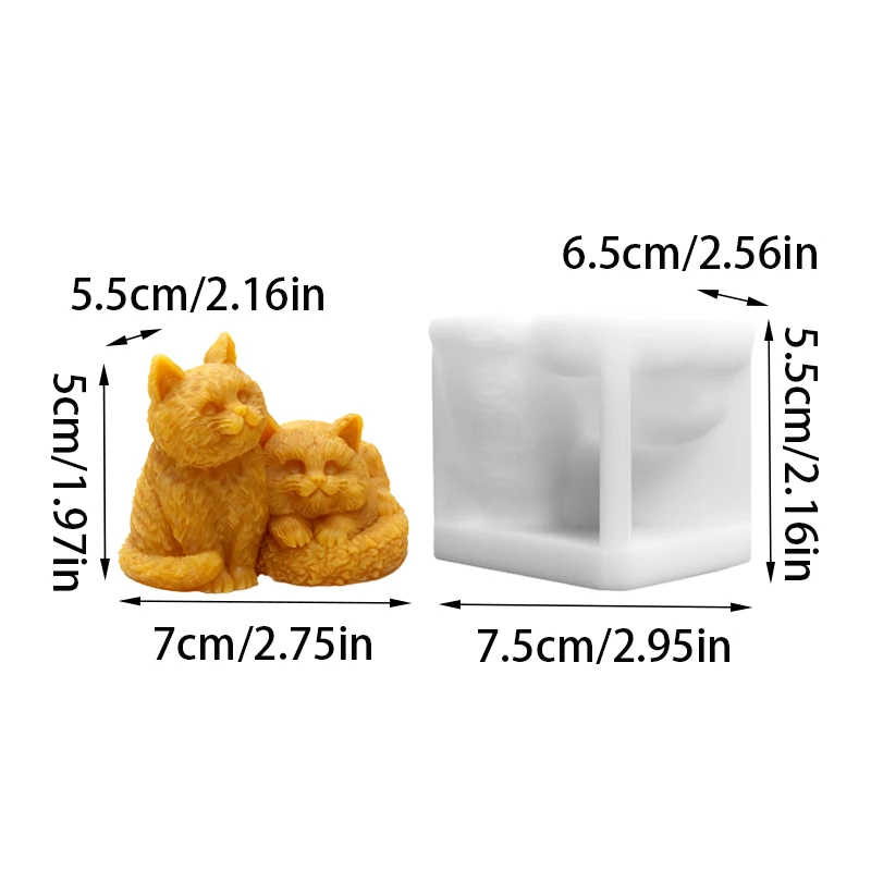 Black and White Cow Cat Brothers Candle Mold Silicone DIY Handmade Aromatherapy Wax Mold Healing Cute Pet Style Decorative Art Tool