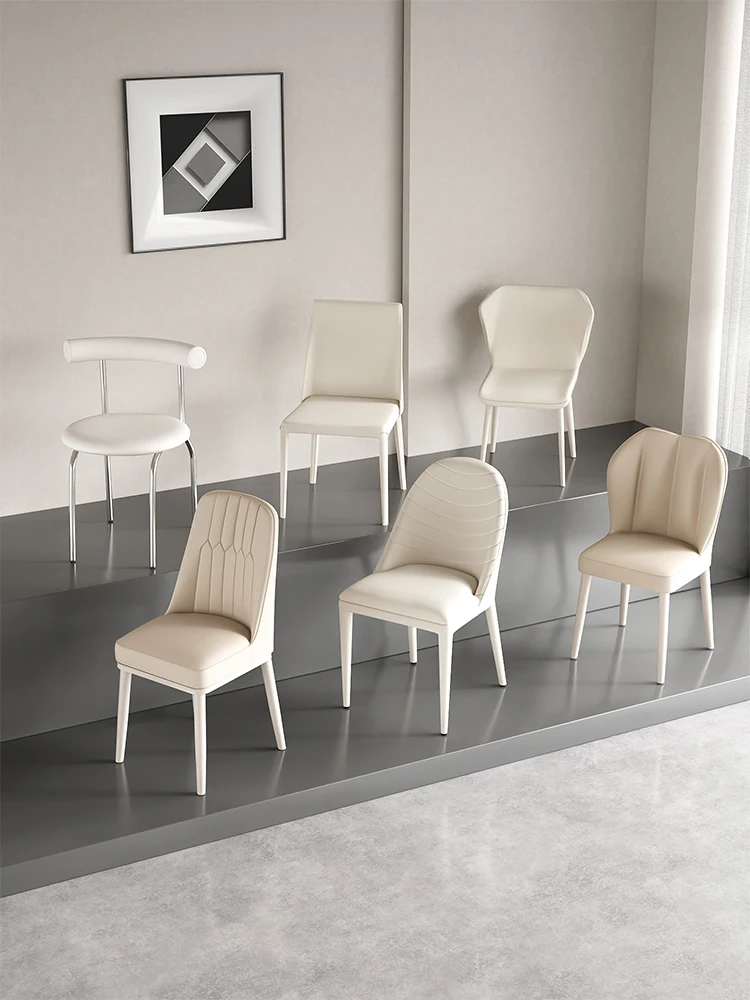 

Cream style dining chair chair household light luxury white stool soft bag French medieval 2024 new chair small apartment