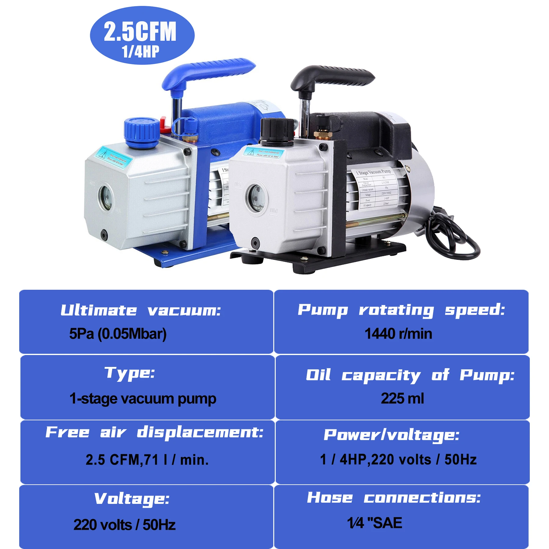 Amonstar 220V Refrigerant Vacuum Pump Air Conditioning Compressor Air Conditioning 71L / MIN 2.5CFM 3.5FCM