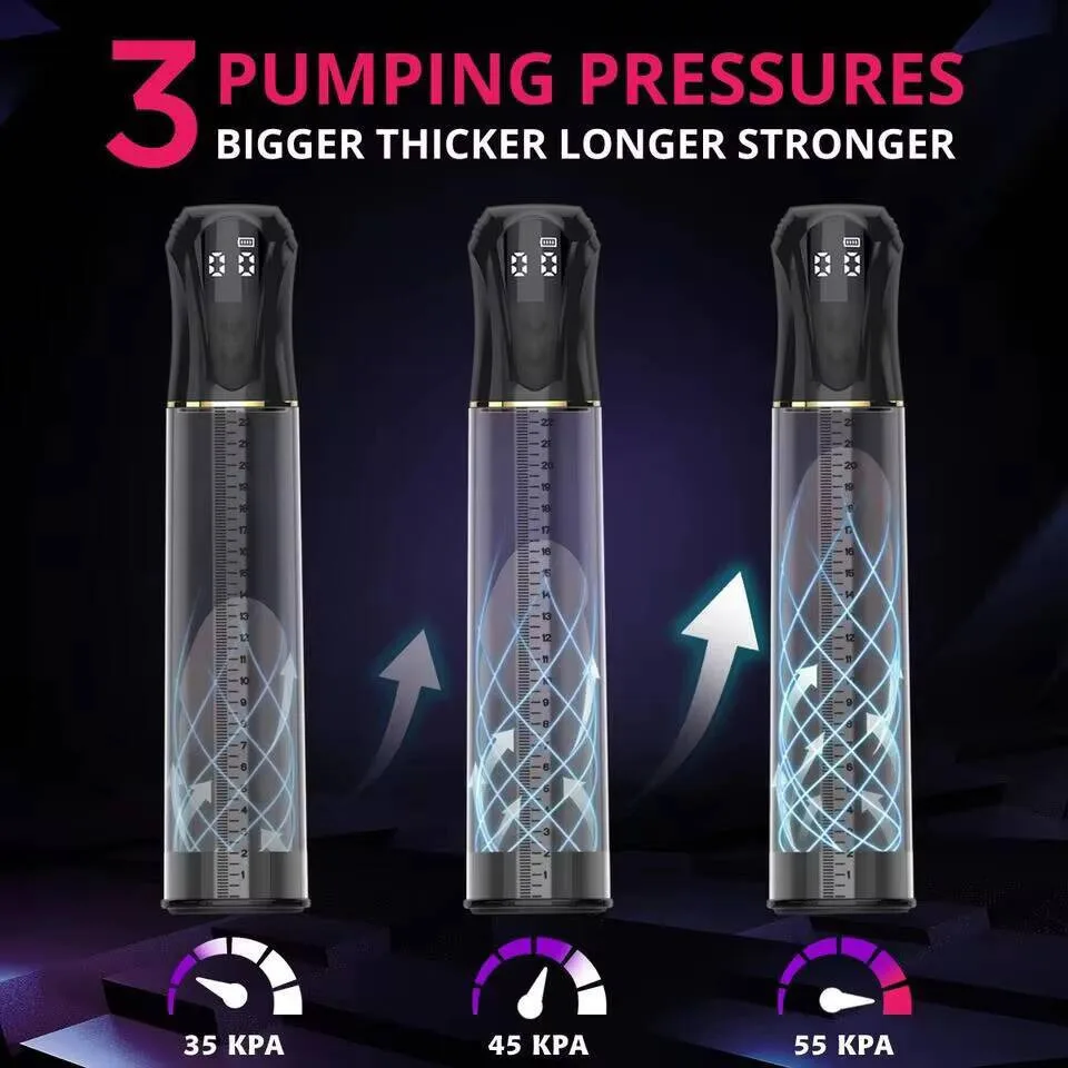 Electric Penis Pump Adult Sex Toys For Men Water Pump Penis Erectile Extender 4 Training 3 Suction Modes Penis Ring Set