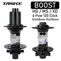 TANKE MTB Bike Hub BOOST 148 Bicycle Hubs 120 Click 6 Claws Bearing 32H 28H HG XD MS Disc Brake Micro Spline 8 9 10 11 12 Speed
