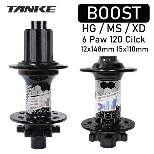 Imagen 1 del producto TANKE MTB Bike Hub BOOST 148 bujes de bicicleta 120 Click 6 garras rodamiento 32H 28H HG XD MS freno de disco Micro Spline 8 9 10 11 12 velocidades