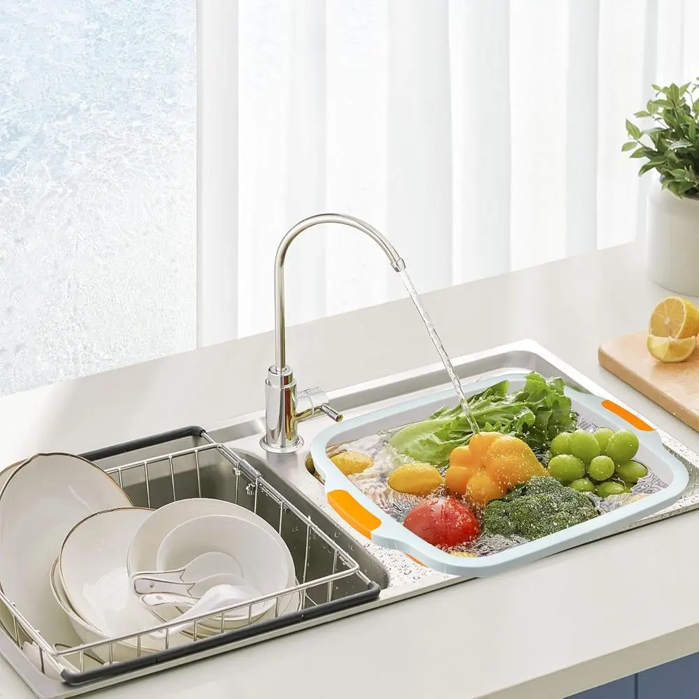 Bañera de barbacoa plegable portátil de 3 tamaños con tapa para tabla de cortar, lavabo para campamento y competición al aire libre, apto para lavavajillas, sin BPA, 30