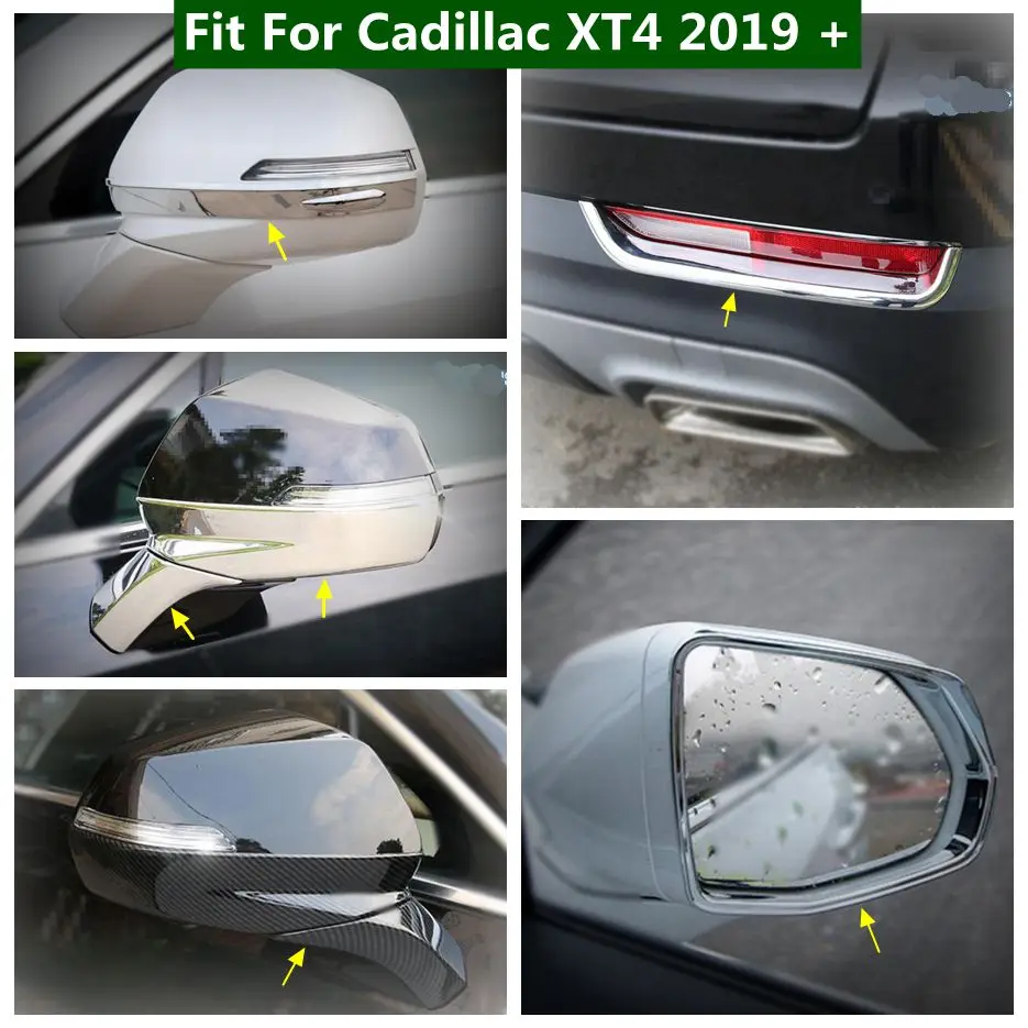 

ABS Chrome / Carbon Rearview Mirror Decor Strips Rear Bumper Fog Light Cover Trim For Cadillac XT4 2019 - 2023 Car Accessories