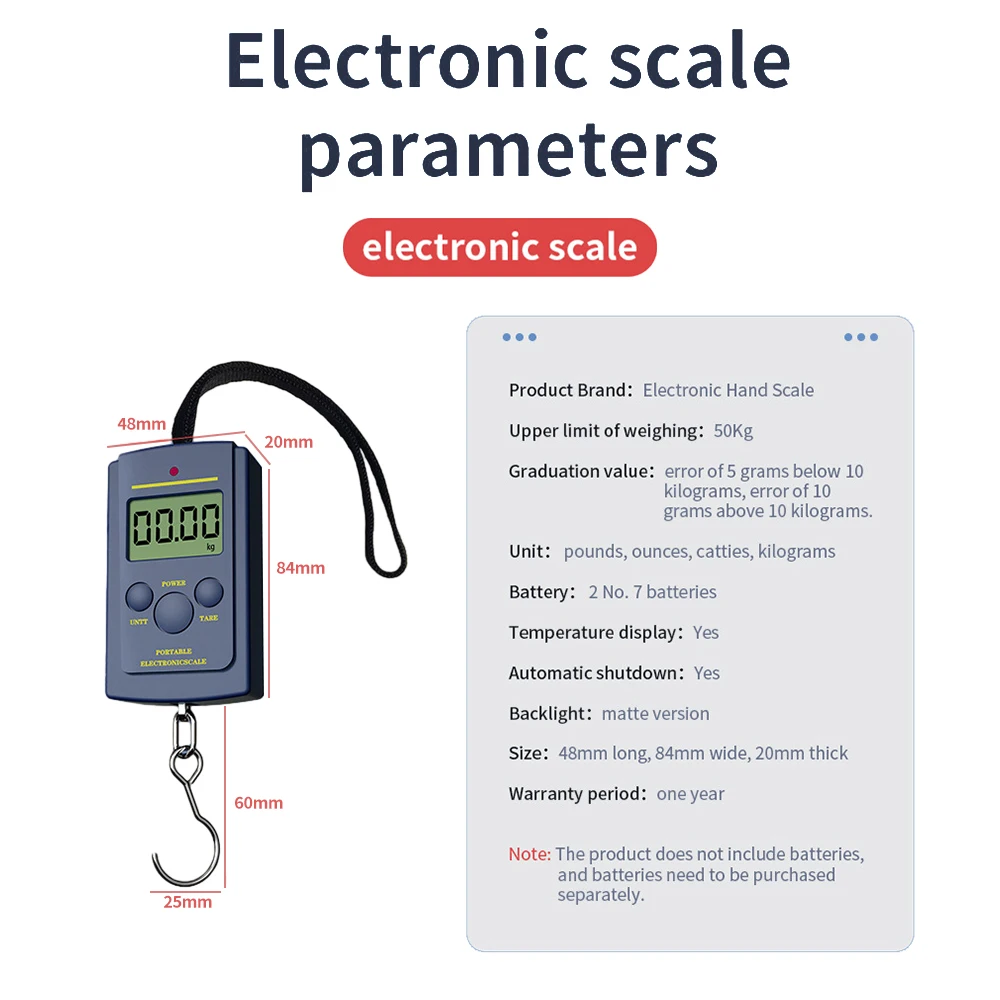 Portable Hanging Electronic Hook Scale 50Kg Mini Digital Scale Fishing Luggage Portable Digital Handy Pocket Weight Hook Scale