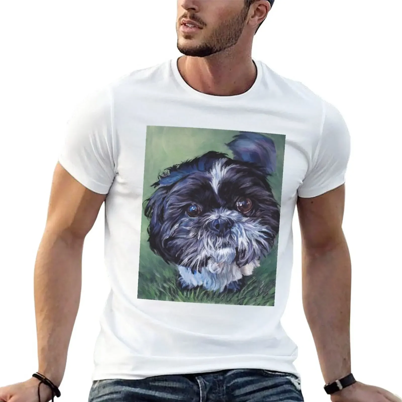 Shih Tzu Fine Art Painting T-Shirt vintage new edition t shirts for men graphic