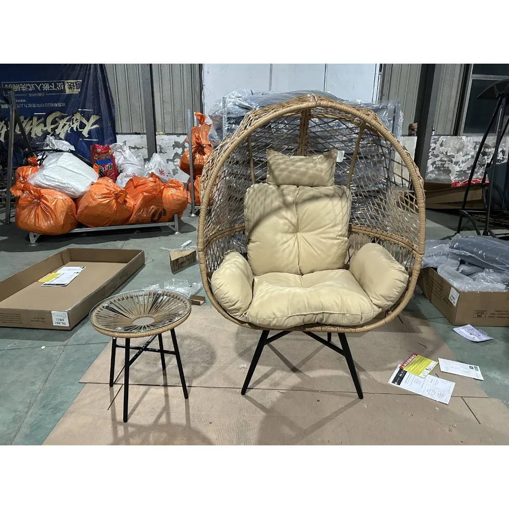 

Standing egg chair with coffee table|Yellow|Product size: 97.5*67*143cm|