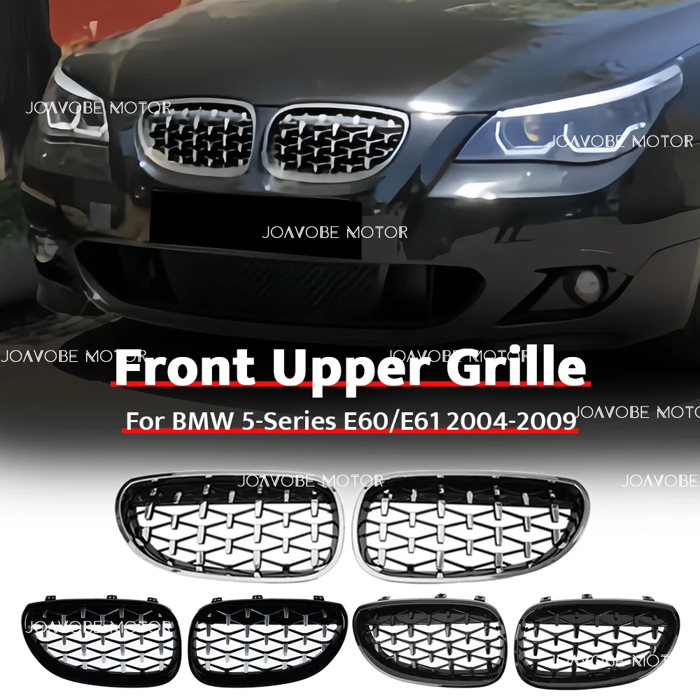 

Chrome Black Chrome Silver Glossy Black Diamond Style Front Bumper Grille For BMW 5-series E60 E61 2004-2009