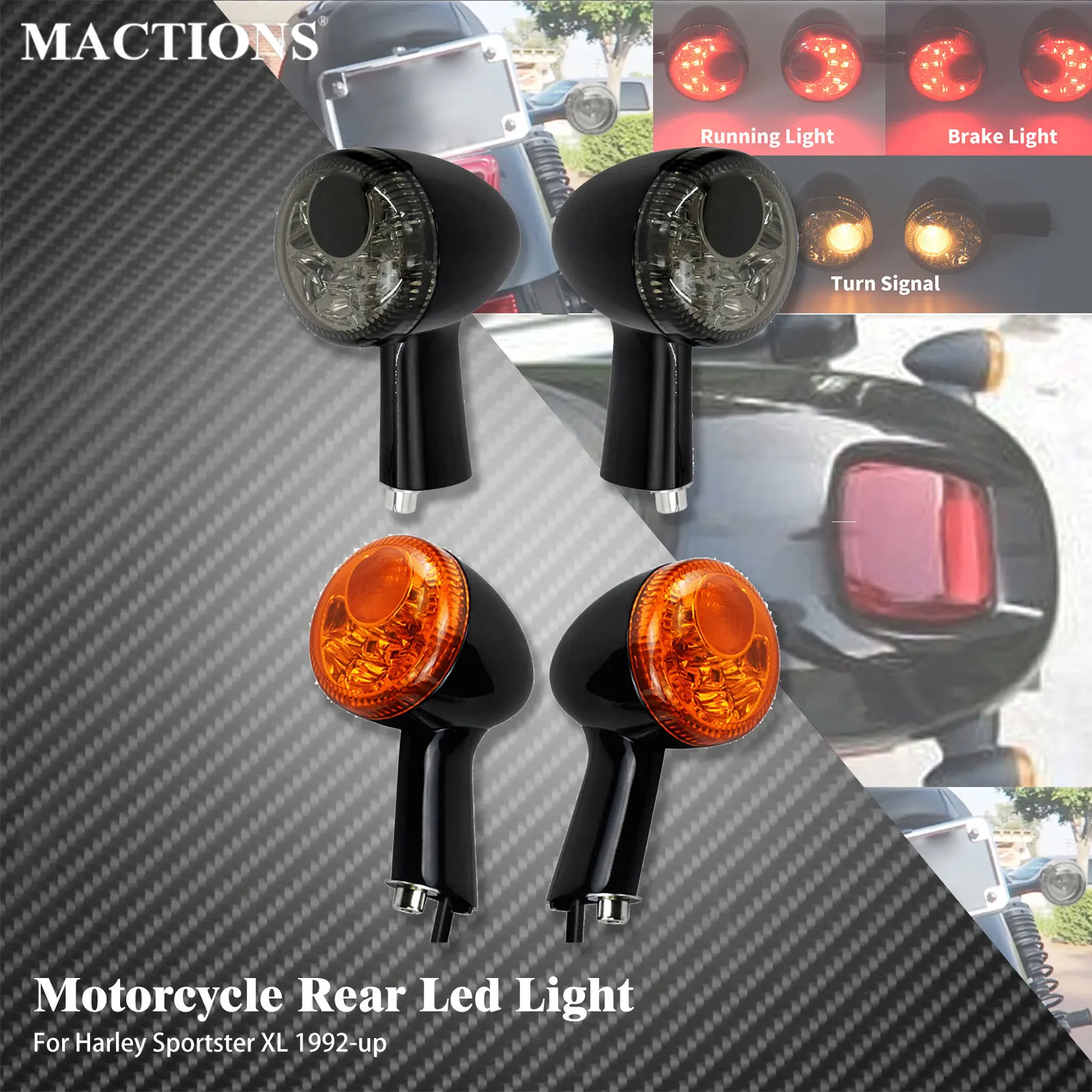 

Rear Led Indicator Light Motorcycle Turn Signals Brake Running Tail Lamps For Harley Sportster XL883 XL1200 Iron 883 48 1992-Up