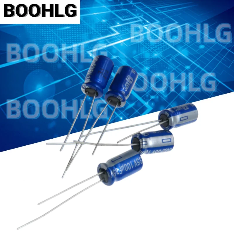 5PCS 100UF 35V Fever Sound Capacitor 35V 100UF 6X11 AM Flash Blue Robe