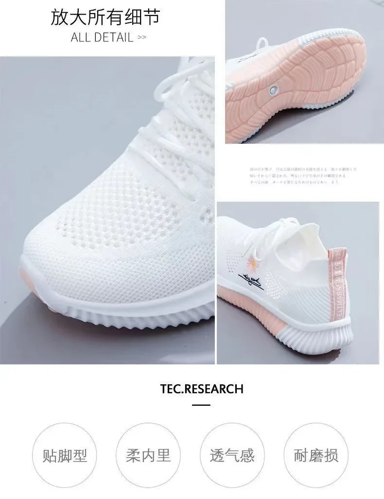 Women Casual Shoes Fashion Breathable Walking Mesh Flat Shoes Sneakers Women Gym Vulcanized Shoes White Female Footwear